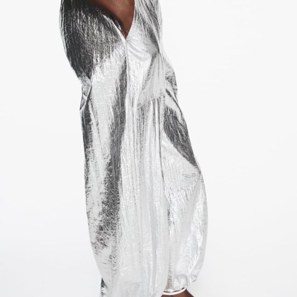 ZARA WIDE LEG METALLIC PANTS - Picture 3 of 8